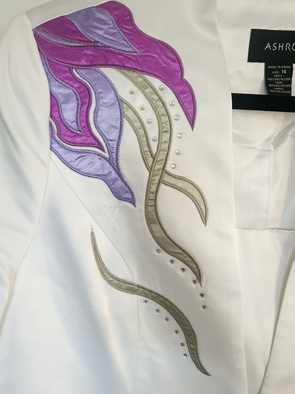 NWT ASHRO White Floral Embroidered Skirt Suit Size 14 - Picture 16 of 16